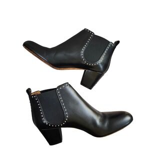 Givenchy Paris Black Leather Studded Chelsea Ankle Boots Block Heel Sz‎ 9